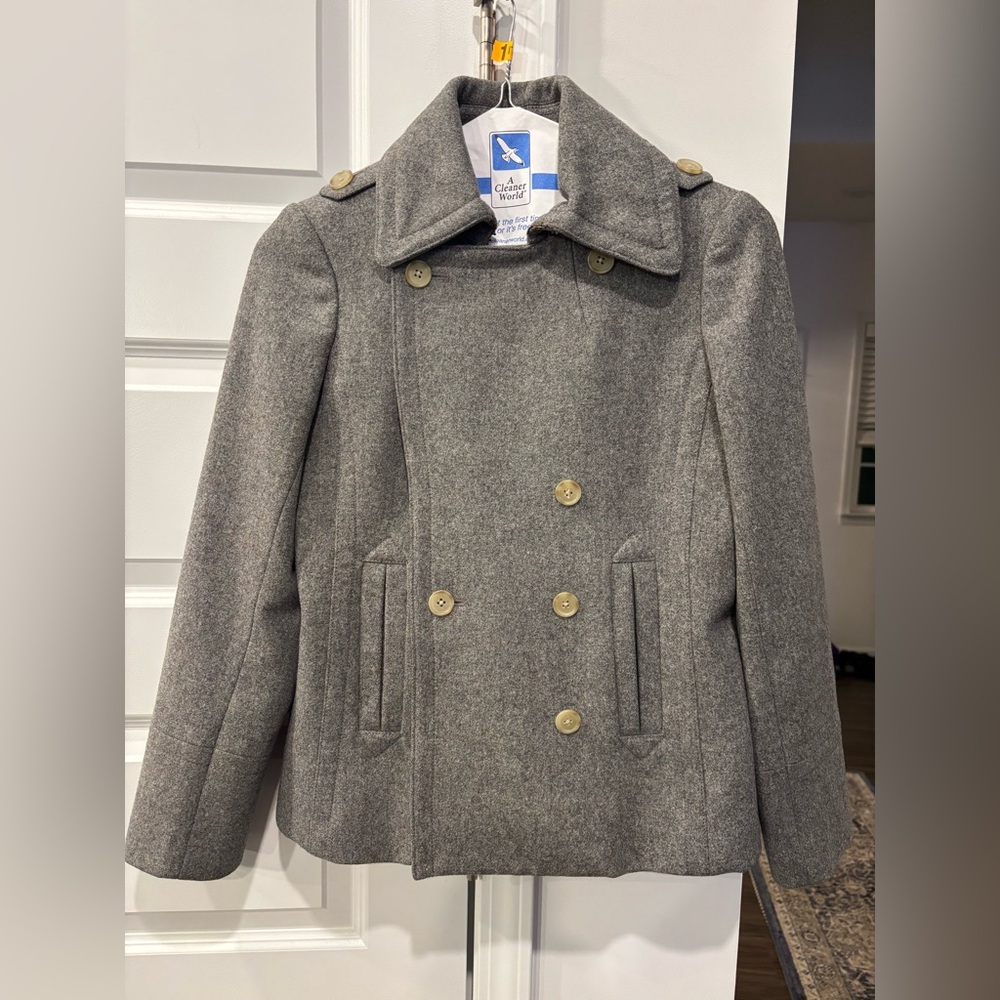 J. Crew Gray Wool Pea Coat size Small excellent condition